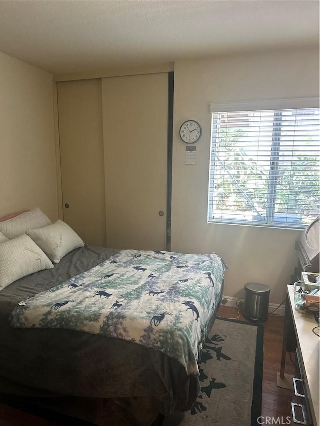 bedroom featuring dark hardwood / wood-style flooring