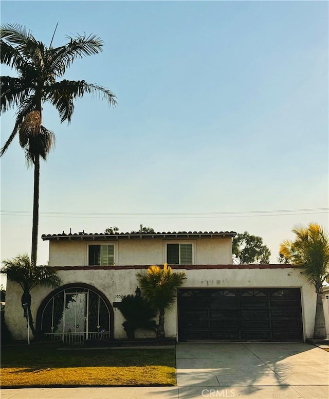 view of front of property with a garage