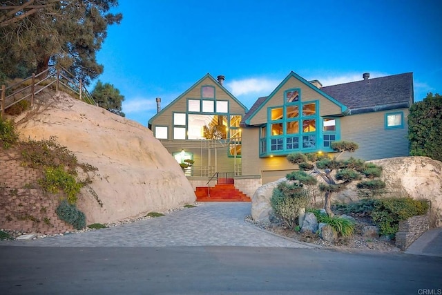 view of front of property with a garage