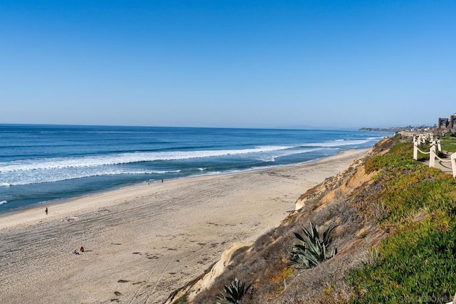 property view of water featuring a view of the beach