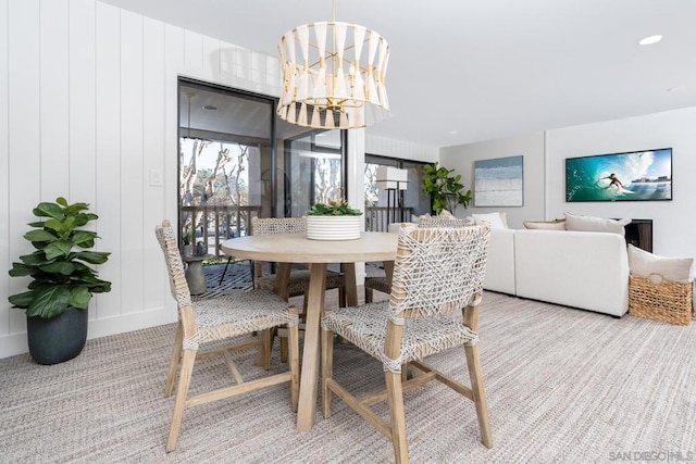 dining room with an inviting chandelier