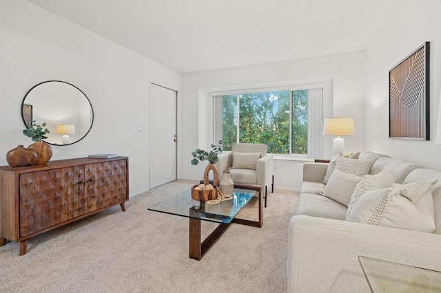 living room with light carpet