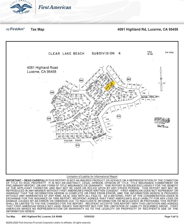 4061 Highland Rd, Lucerne CA, 95458 land for sale