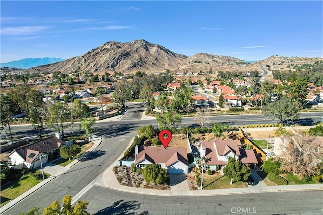 drone / aerial view with a mountain view