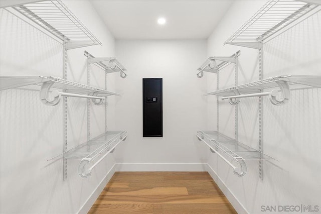 spacious closet with hardwood / wood-style floors