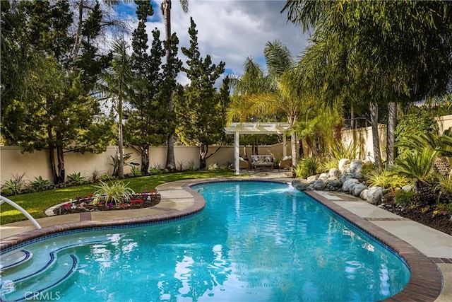 view of pool with a pergola