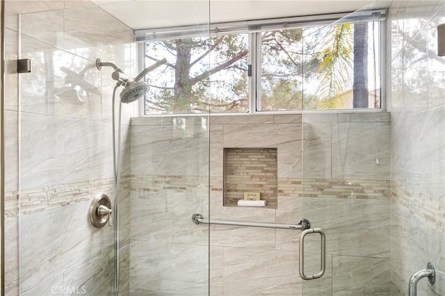 bathroom featuring walk in shower