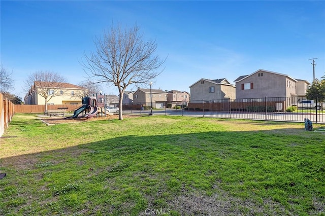 view of yard with a playground