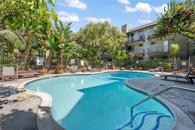 view of swimming pool with a patio area