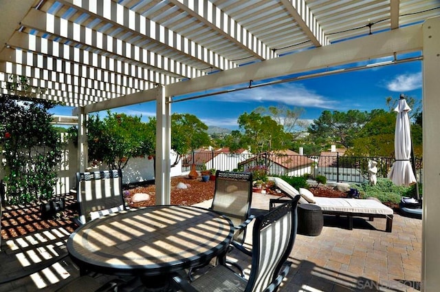 view of patio with a pergola