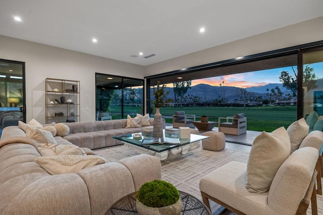 living room with a mountain view