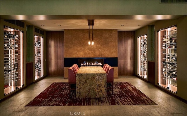 wine room with wine cooler