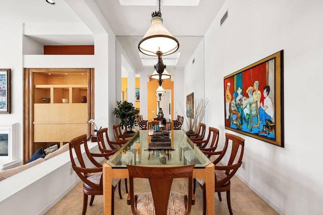 view of tiled dining room