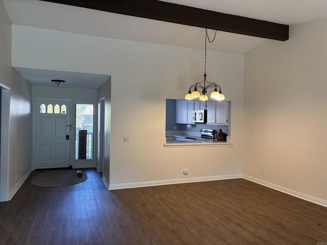 4115 Cyprus Island Ct, Fallbrook, CA 92028 - entrance foyer with dark wood-style flooring, a chandelier, and baseboards