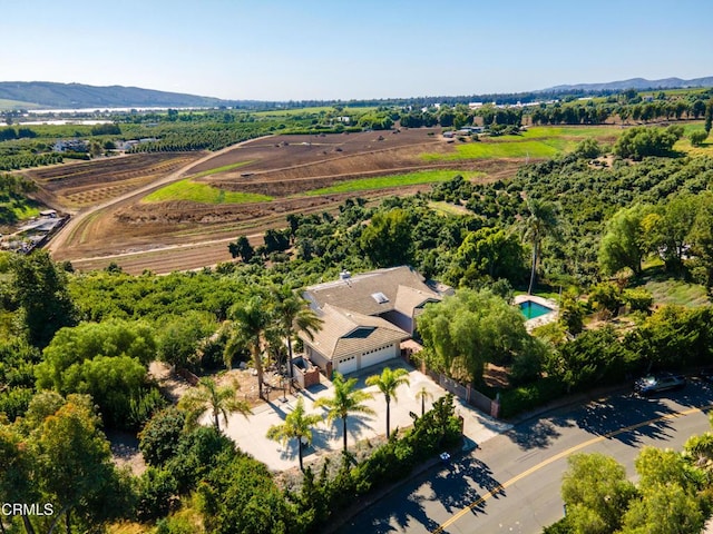 birds eye view of property featuring a mountain view