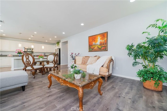 living room with hardwood / wood-style floors