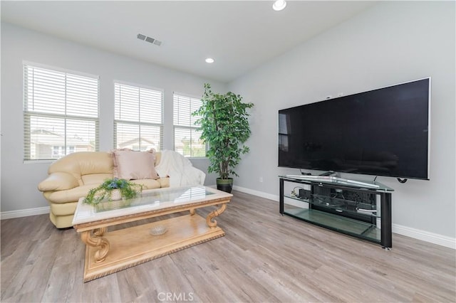 living room featuring light hardwood / wood-style floors