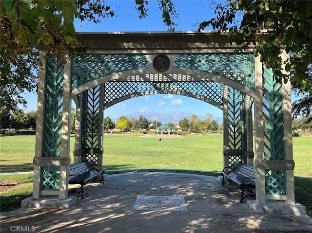 view of property's community featuring a yard