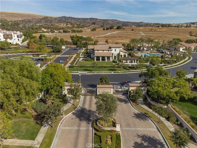 bird's eye view with a mountain view