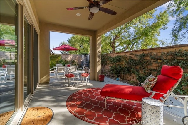 view of patio / terrace with ceiling fan