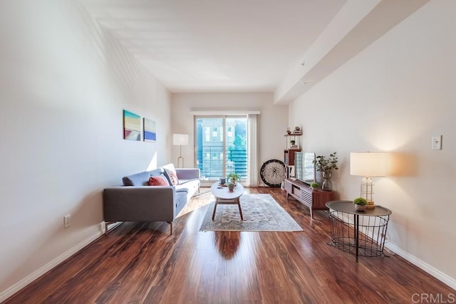 living room featuring dark hardwood / wood-style floors