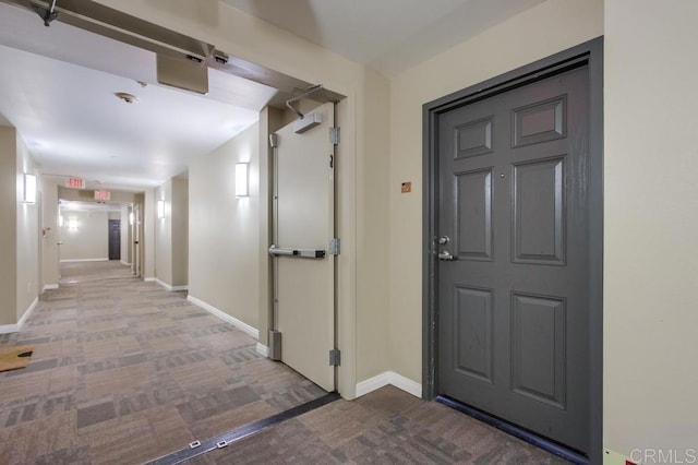 entrance foyer featuring carpet floors