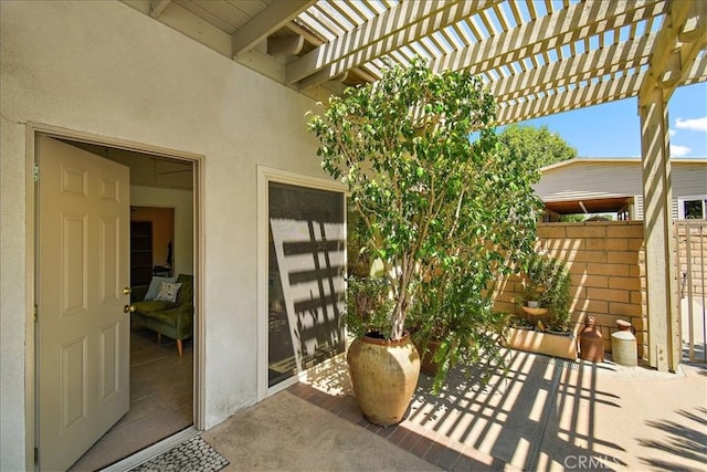 view of patio / terrace featuring a pergola