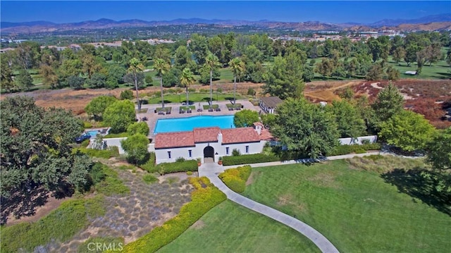 aerial view featuring a mountain view