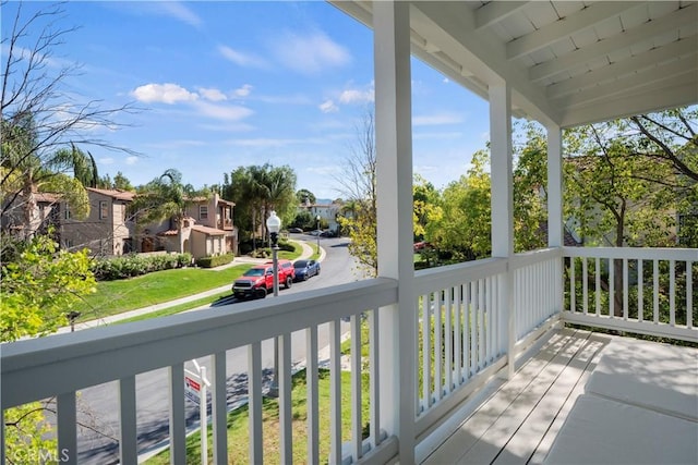 balcony featuring covered porch