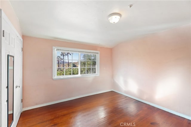 spare room featuring wood-type flooring