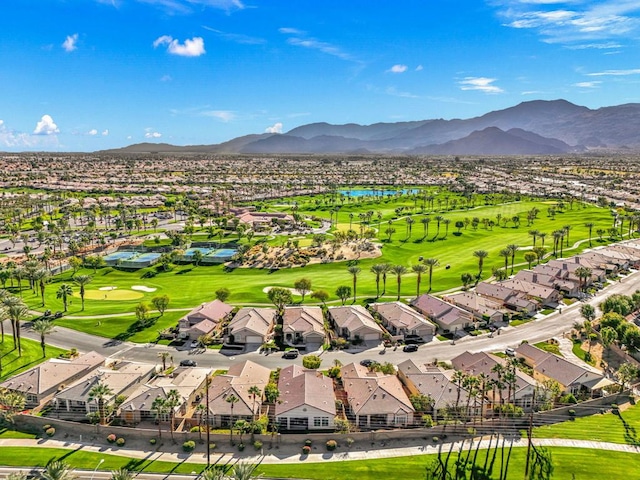 drone / aerial view featuring a mountain view