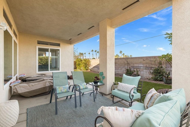 view of patio / terrace featuring an outdoor hangout area