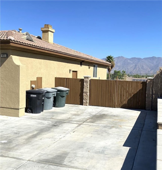 view of patio featuring a mountain view