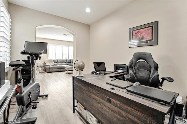 office featuring light wood-type flooring