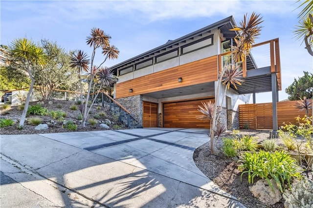 contemporary home featuring a garage