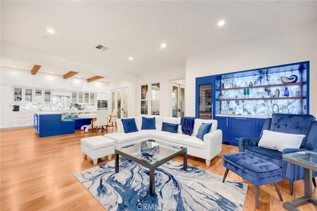 living room featuring light wood-type flooring