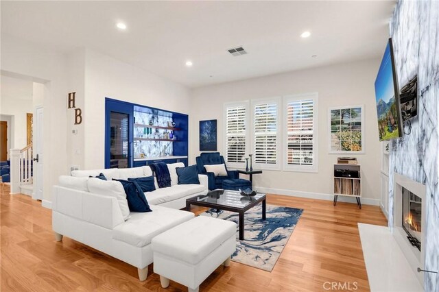 living room featuring light hardwood / wood-style flooring