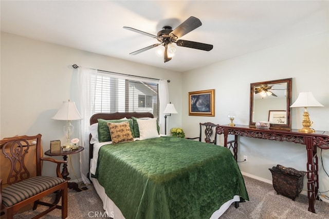 bedroom with carpet and ceiling fan