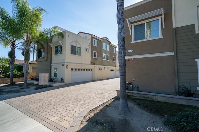 exterior space with a garage