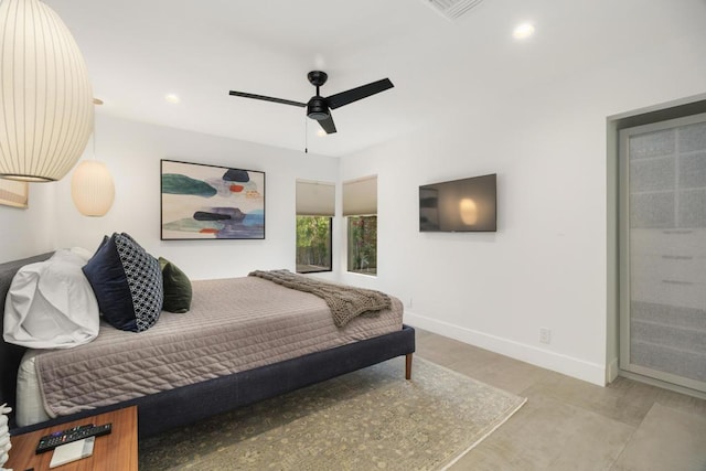 bedroom featuring ceiling fan