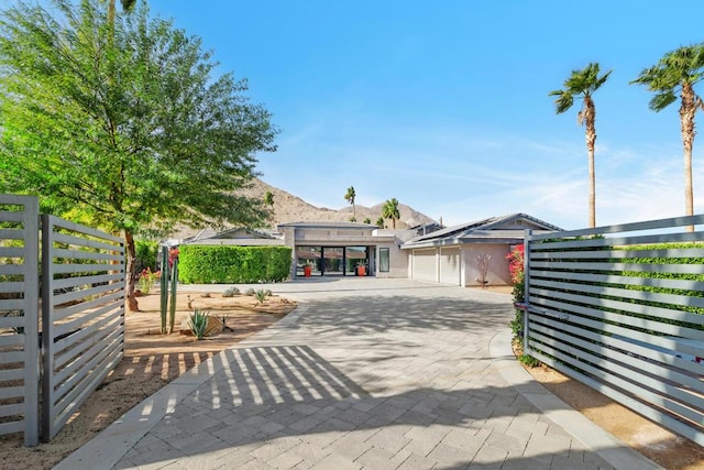 exterior space featuring a mountain view