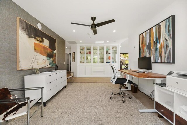 home office with ceiling fan