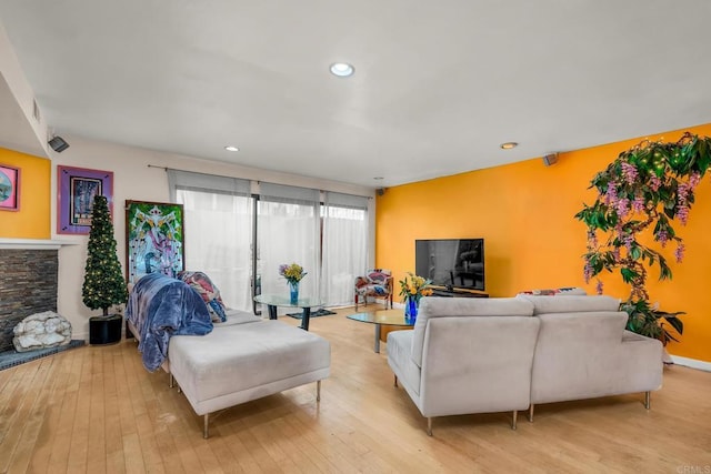 living room featuring light hardwood / wood-style floors