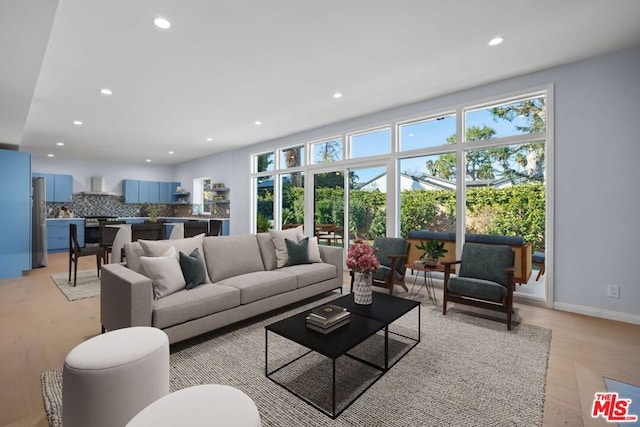 living room featuring light wood-type flooring