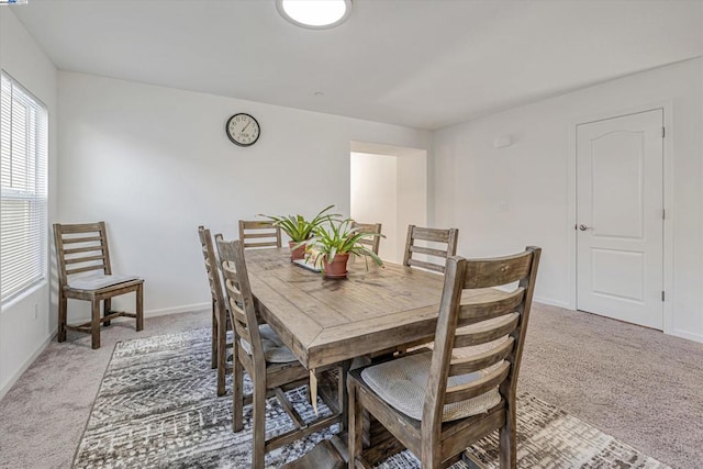 dining area with carpet flooring