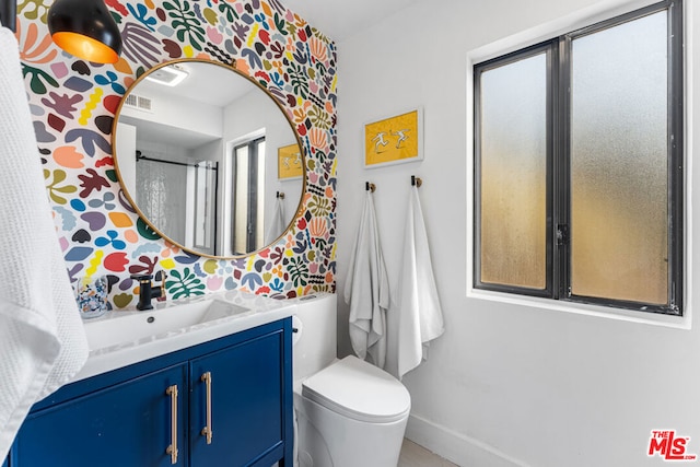 bathroom with toilet and vanity