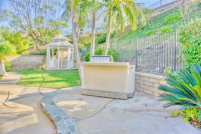 view of patio / terrace featuring a gazebo