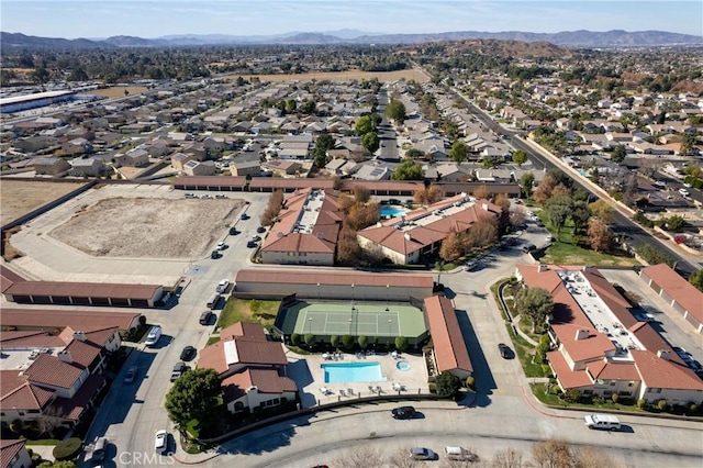 drone / aerial view with a mountain view