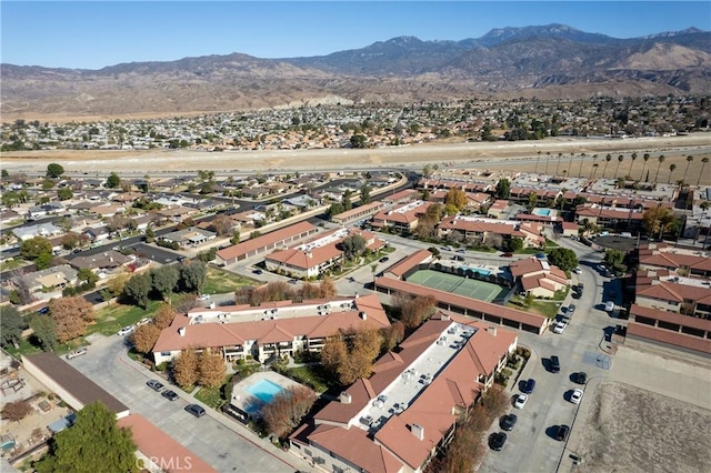 aerial view with a mountain view