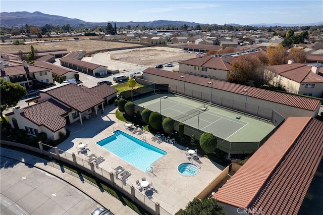 aerial view featuring a mountain view